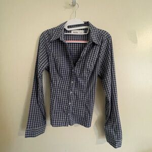 hollister button down blouse with tie in back
